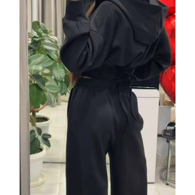 StreetLuxe 1202-1492 Oversize — прогулянковий костюм з двонитки люкс зі шнурівкою на спині та фіксаторами на штанах (чорний/шоколад/сірий меланж) StreetLuxe 1202-1492 Oversize — прогулянковий костюм з двонитки люкс зі шнурівкою на спині та фіксаторами на штанах (чорний/шоколад/сірий меланж)