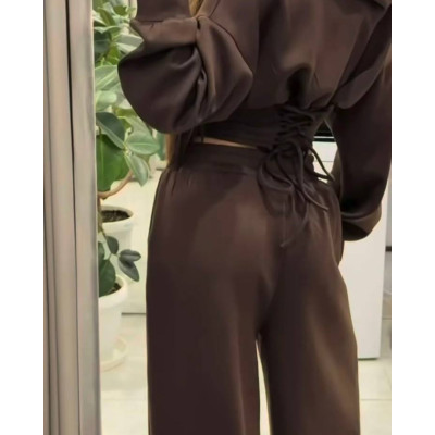 StreetLuxe 1202-1492 Oversize — прогулянковий костюм з двонитки люкс зі шнурівкою на спині та фіксаторами на штанах (чорний/шоколад/сірий меланж) StreetLuxe 1202-1492 Oversize — прогулянковий костюм з двонитки люкс зі шнурівкою на спині та фіксаторами на штанах (чорний/шоколад/сірий меланж)