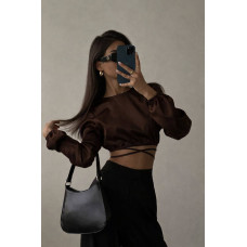 Шовкова блуза Туреччина «SilkChoco» 6220-624 — чорний/білий/синій/шоколад