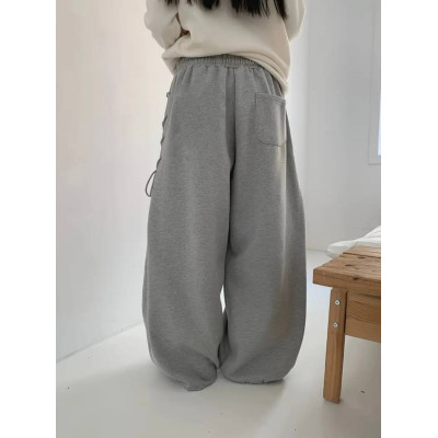 UrbanLace 6220-1953 — широкі oversize штани без утеплення з бічною шнурівкою, двонитка люкс, чорний/сірий