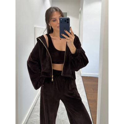 Велюровий спортивний костюм-трійка Sport Premium Velvet Noir&Cacao 6220-1906 — чорний, шоколад, бордо, темно-синій