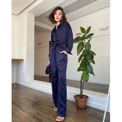 6220-1079 SilkWave Oversize — легкий шовковий костюм з Туреччини у 11 кольорах (чорний, темно-зелений, шоколад, капучино, світлий беж, блакитний, темно-синій, малина, електрик, графіт, молочний)