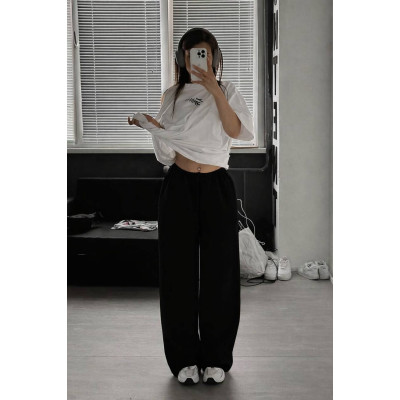 ComfortLine Melange&Black 6220-1339 — прямі базові спортивні брюки з двохнитки люкс (меланж/чорний/графіт/барбі/білий/шоколад)