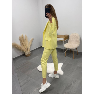 Класичний жіночий костюм EuSuit 6220-840 з єврокостюмки — піджак 69–70 см, штани 95–97 см (висока посадка), кольори: чорний/малина/блакитний/шоколад/темно-синій/білий