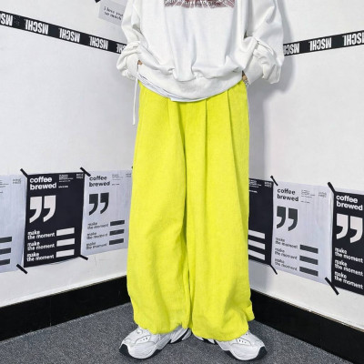 Вельветові oversize штани VelvetVibe з затяжками та кишенями — модель 6220-1856 (барбі, шоколад, синій, чорний, молочний, лімон)