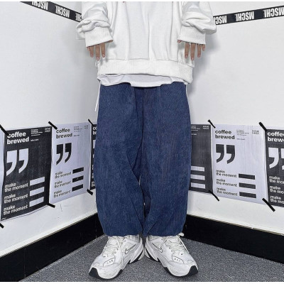 Вельветові oversize штани VelvetVibe з затяжками та кишенями — модель 6220-1856 (барбі, шоколад, синій, чорний, молочний, лімон)