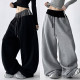 Штани oversize UrbanFlow двохнитка із затяжками внизу, чорні/сірі 6220-1883