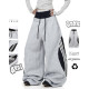 Штани з двохнитки на затяжках UrbanFlow 6220-1881 oversize, чорний/сірий