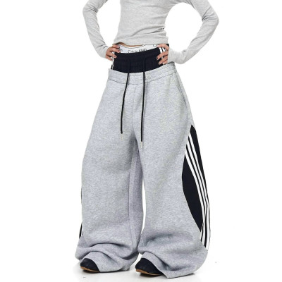 UrbanFlow 6220-1881 oversize штани з двохнитки на затяжках (чорно-сірі)