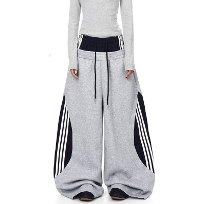UrbanFlow 6220-1881 oversize штани з двохнитки на затяжках (чорно-сірі)