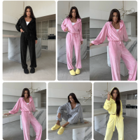 Велюровий Sport Premium костюм «VelvetVibe» 6220-1865 — лимон, меланж, чорний, барбі, шоколад