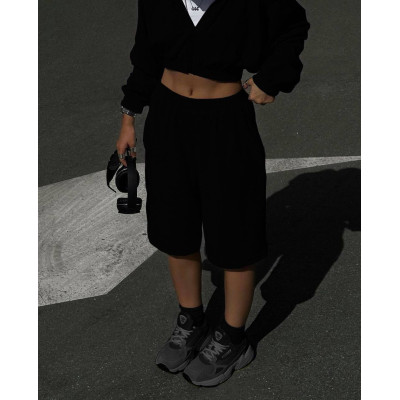 VelurSport Skyline 1113 (6220-1113) — стильний велюровий костюм із шортами (кофта + шорти) у кольорах чорний/сірий/беж/рожевий/шоколад/білий