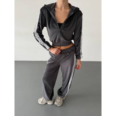 Велюровий спортивний костюм Sport Premium «Velvet Spectrum» 6220-1923 зі штанами на затяжках — барбі, темний шоколад, чорний, графіт, темно-синій, молочний, бордо