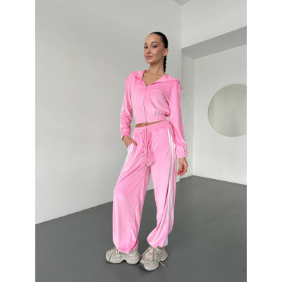 Велюровий спортивний костюм Sport Premium «Velvet Spectrum» 6220-1923 зі штанами на затяжках — барбі, темний шоколад, чорний, графіт, темно-синій, молочний, бордо