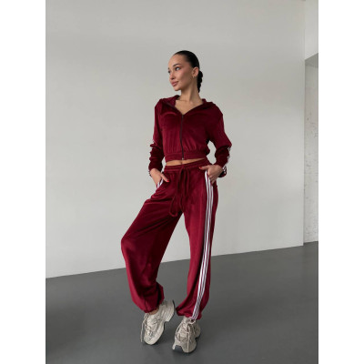 Велюровий спортивний костюм Sport Premium «Velvet Spectrum» 6220-1923 зі штанами на затяжках — барбі, темний шоколад, чорний, графіт, темно-синій, молочний, бордо