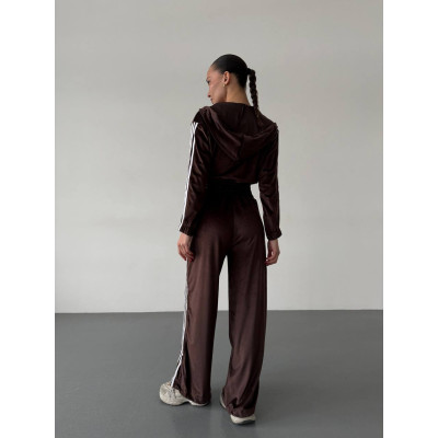Велюровий спортивний костюм Sport Premium «Velvet Spectrum» 6220-1923 зі штанами на затяжках — барбі, темний шоколад, чорний, графіт, темно-синій, молочний, бордо