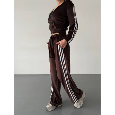 Велюровий спортивний костюм Sport Premium «Velvet Spectrum» 6220-1923 зі штанами на затяжках — барбі, темний шоколад, чорний, графіт, темно-синій, молочний, бордо