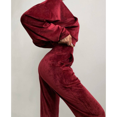 VelourSport SpringMood 6260-835 — преміум велюровий весняний костюм (чорний, капучино, бордо, сірий, темно-синій, фісташка, фрез)