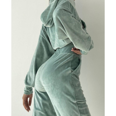 VelourSport SpringMood 6260-835 — преміум велюровий весняний костюм (чорний, капучино, бордо, сірий, темно-синій, фісташка, фрез)
