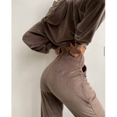 VelourSport SpringMood 6260-835 — преміум велюровий весняний костюм (чорний, капучино, бордо, сірий, темно-синій, фісташка, фрез)
