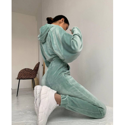 VelourSport SpringMood 6260-835 — преміум велюровий весняний костюм (чорний, капучино, бордо, сірий, темно-синій, фісташка, фрез)