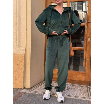 VelurSport RainbowZip 6260-1121 — велюровий костюм на щодень: худі на блискавці та джогери (чорний, беж, блакитний, фрез, барбі, темно-зелений, шоколад)
