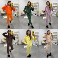Велюровий костюм на щодень: худі на блискавці + джогери 6260-1121 Velur Rainbow Zip (чорний/беж/блакитний/фрез/барбі/темно-зелений/шоколад)