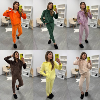 VelurSport RainbowZip 6260-1121 — велюровий костюм на щодень: худі на блискавці та джогери (чорний, беж, блакитний, фрез, барбі, темно-зелений, шоколад)
