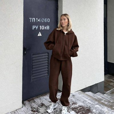 Двохнитковий костюм UrbanGraphite 6260-4229 — жіночий спортивний комплект у кольорах чорний, темно-сірий, графіт, меланж і шоколад