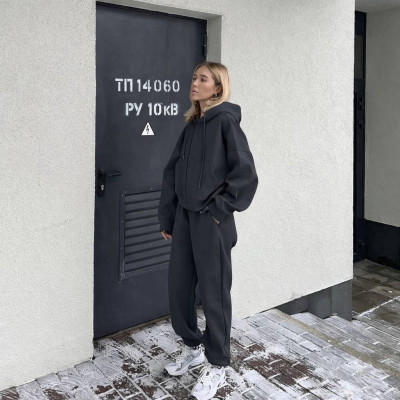 Двохнитковий костюм UrbanGraphite 6260-4229 — жіночий спортивний комплект у кольорах чорний, темно-сірий, графіт, меланж і шоколад