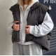Жилетка-асиметрія з вкороченим передом Oversize 6260-4304 «Еммі» (плащівка + сінтепон 200) — шоколад/сірий/чорний