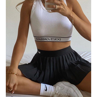 Спідниця-шорти тенісна/падел Spring-Summer Limited Soft+Microdiving (Туреччина) — молочна/чорна, Мод 0777-1422