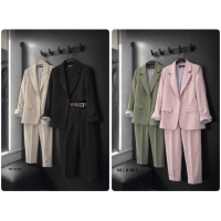 Костюм-двійка на підкладці Pink•Olive•Black•Beige з костюмки люкс 863-9177