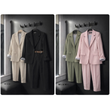 Костюм-двійка на підкладці Pink•Olive•Black•Beige з костюмки люкс 863-9177