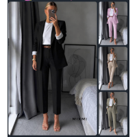 Костюм-двійка на підкладці Pink•Olive•Black•Beige з костюмки люкс 863-9177