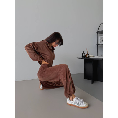 VelourCloud 1493-0720 — ультрам’який велюровий костюм у відтінках Вершкове масло, Небесно блакитний та Молочний шоколад