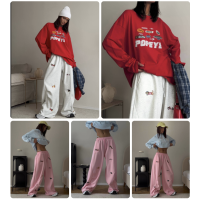 Штани Baggy Pinterest Vibe з накатом «собачки» 1493-0834 петля Туреччина, рожевий/світло-сірий меланж