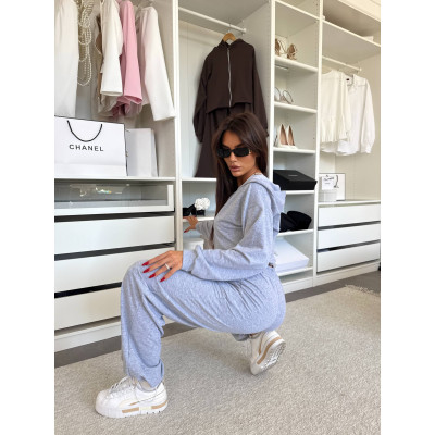 Весняний костюм двунитка «Куліска Fit» — вкорочене худі та штани high waist (рожевий/чорний/меланж/шоколад), арт. 1493-0782