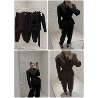 Жакет-блейзер 817-290 LuxeSuit з люкс-костюмки на підкладці з плечиками, чорний або шоколадний — стильна класика для роботи й подій