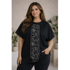 Жіноча oversize футболка з бавовняного трикотажу 1550-135 LOVE у різних кольорах, вільний крій для щоденних образів