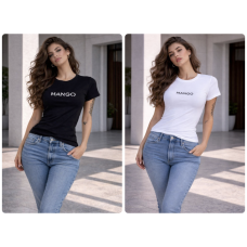 Футболка MANGO з накатом з турецької віскози 1550-4211 у кольорах чорний або білий, ультралегка та ніжна до тіла