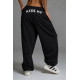 Штани Oversize Comfort Kiss My з двохнитки 1550-4267 у кольорах чорний, меланж та шоколад із резинкою на талії й манжетами-низ на резинці