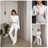 Елегантний базовий костюм-комплект 1550-1720 CrystalFit з турецького трикотажу кристал, трендовий крій і комфорт на щодень, кольори: чорний, бежевий, графіт, шоколад