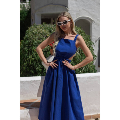 Лляна сукня з ефектною відкритою спинкою 1545-474 у кольорі фуксія