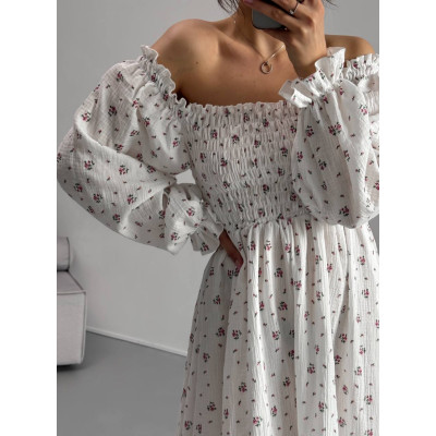 Максі-сукня з мусліну 100% бавовна 5-10517 «Рожеві тюль» — легка літня сукня в підлогу Максі-сукня з мусліну 100% бавовна 5-10517 «Рожеві тюль» — легка літня сукня в підлогу