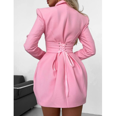 Сукня-піджак CorsetLine 4959-592 з преміальної костюмки — корсетна шнурівка на талії та плічка, чорна/біла/ніжно-рожева/шоколадна