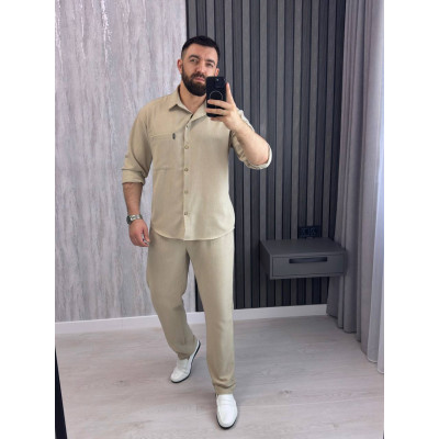 Чоловічий лляний брючний костюм вільного крою — легкий стильний комплект на літо