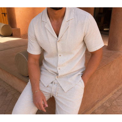 Чоловічий лляний костюм Turkish Linen 1434-060 — легкий літній комплект преміум якості для стильного образу