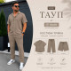 Чоловічий лляний бохо костюм-трійка New Collection 1431-0274 штани сорочка шорти у кольорах чорний бежевий тауп голубий