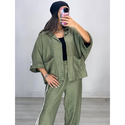 Лляний костюм OVERSIZE із жатого льону 6220-1928 — шоколад, бордо, олива, чорний, беж Лляний костюм OVERSIZE із жатого льону 6220-1928 — шоколад, бордо, олива, чорний, беж